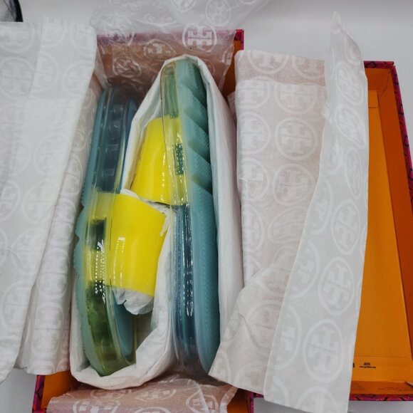 NEW Tory Burch Bubble Jelly Slides Slip on Sandals Women's Size 8 Light Blue - Picture 5 of 8
